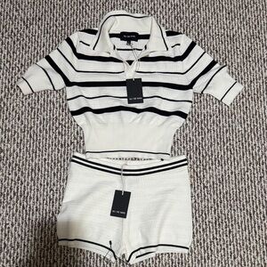 All The Ways Striped Knit Polo Top and Shorts Set